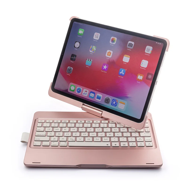 360 градусов вращающийся семь цветов алюминиевый с подсветкой сплав беспроводной Bluetooth клавиатура чехол для Apple iPad Pro 11 2018 + стилусы