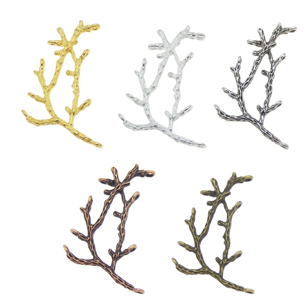 5 шт 5 цветов можно выбрать сплава Пористая дерево подвески в виде ветки для Цепочки и ожерелья Кулон ювелирное изделие Создание DIY