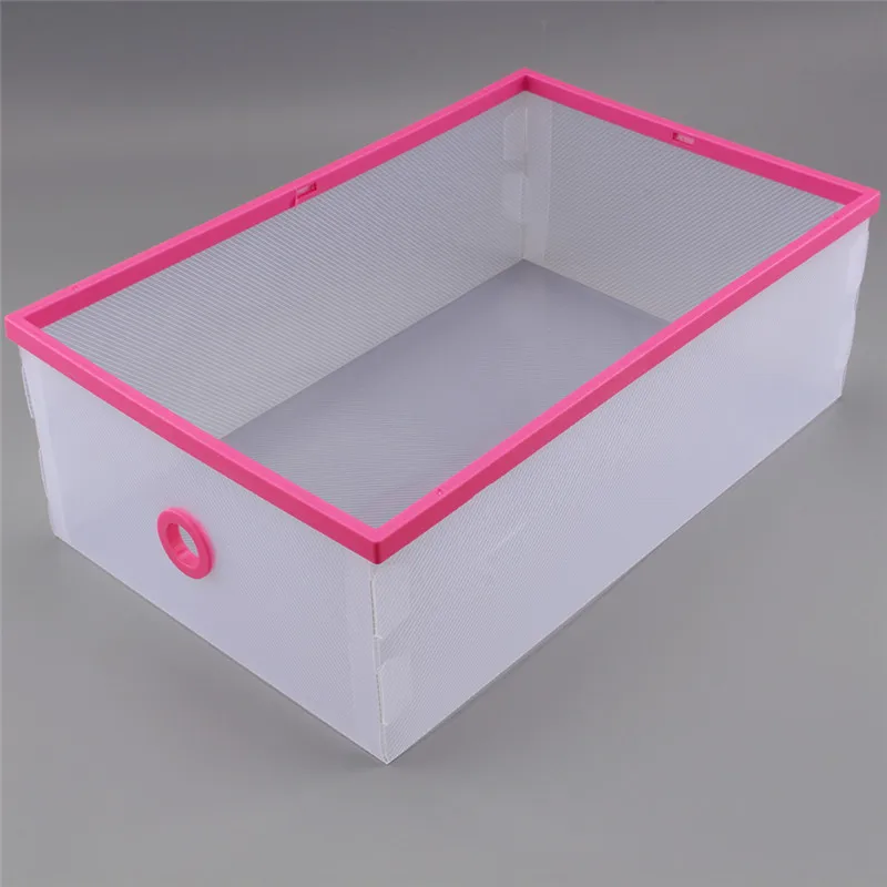 Розовый пластиковый двойной выдвижной коробки для хранения Органайзер чехол обувь коробка для хранения обуви Ящики Новое поступление Мода