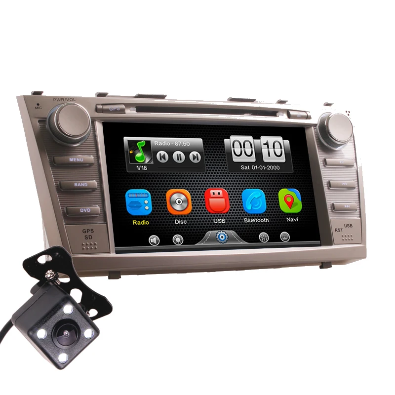 

2Din Car In Dash DVD Video Player Radio Bluetooth Head Unit Stereos with Reverse Camera for Toyota Camry 2007-2011 (Without GPS)