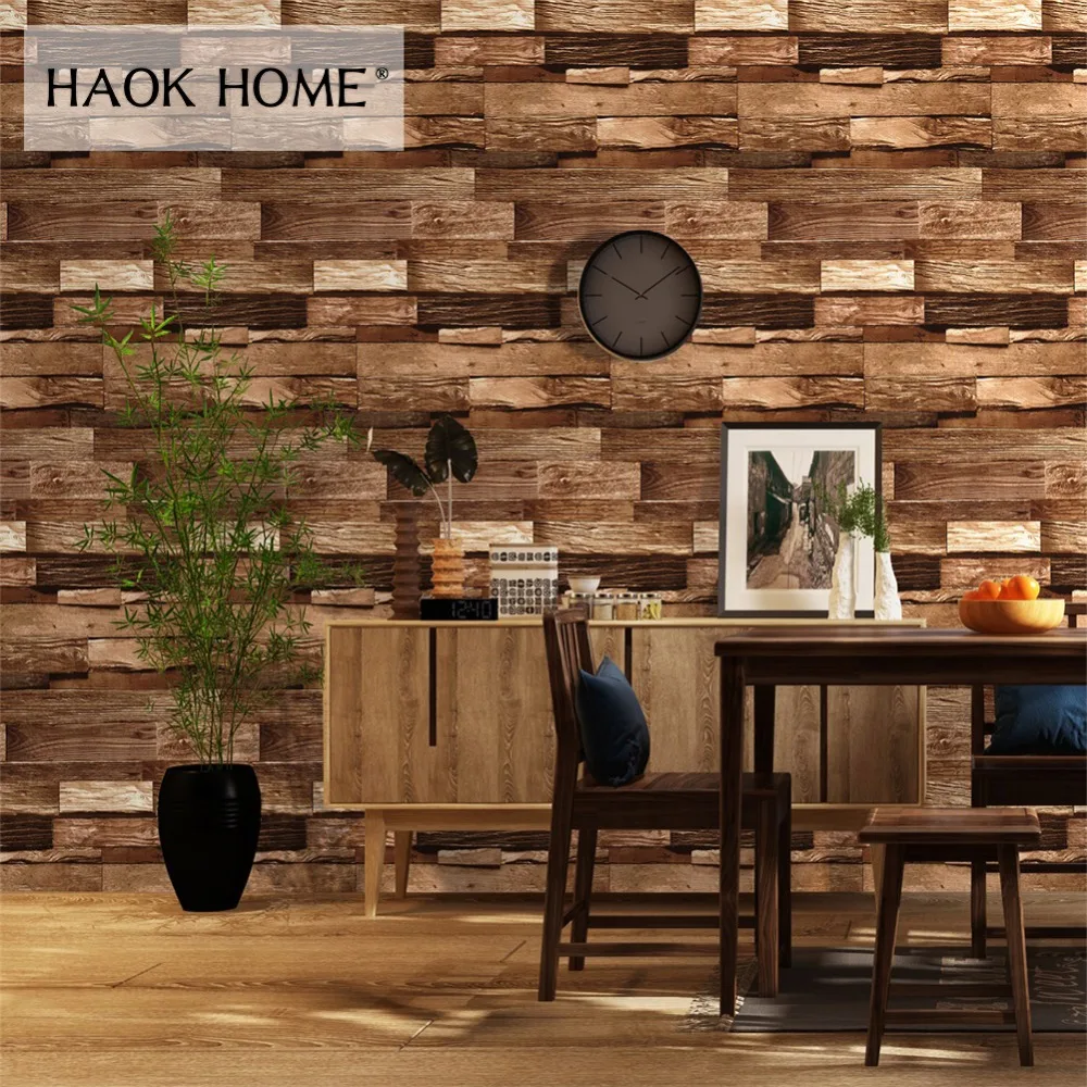 HaokHome винтажные деревянные 3d обои в рулонах коричневые доски панель росписи