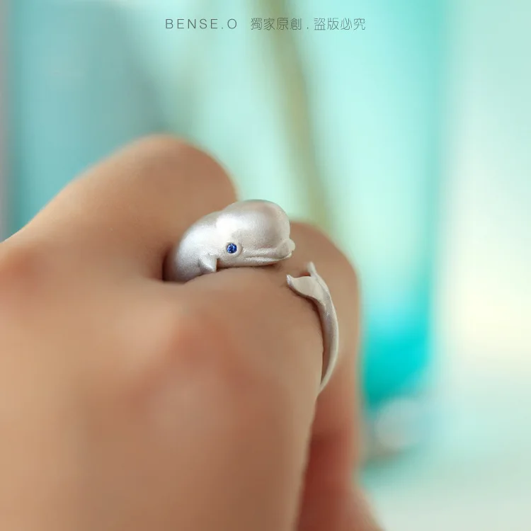 

Bohemian Cute 925 Sterling Silver Fish Rings For Women Finger Ring