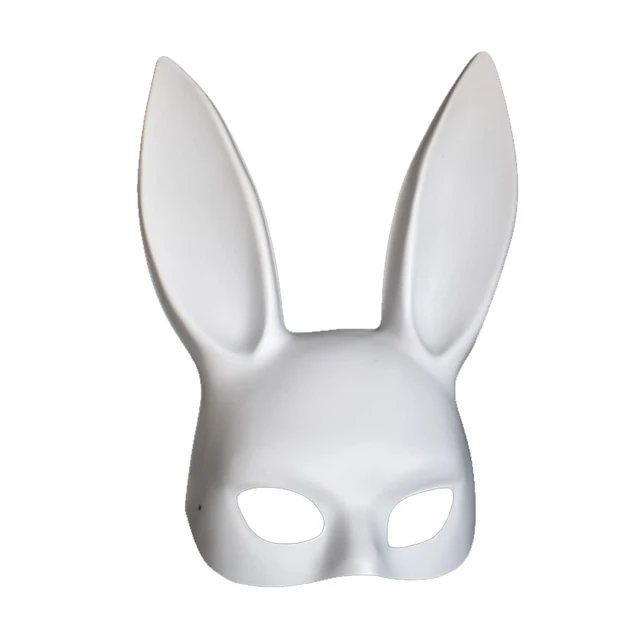 Women Girl Sexy Rabbit Ears Mask Cute Bunny Long Ears Mask Halloween Masquerade Party Cosplay Costume Props Black White plastic