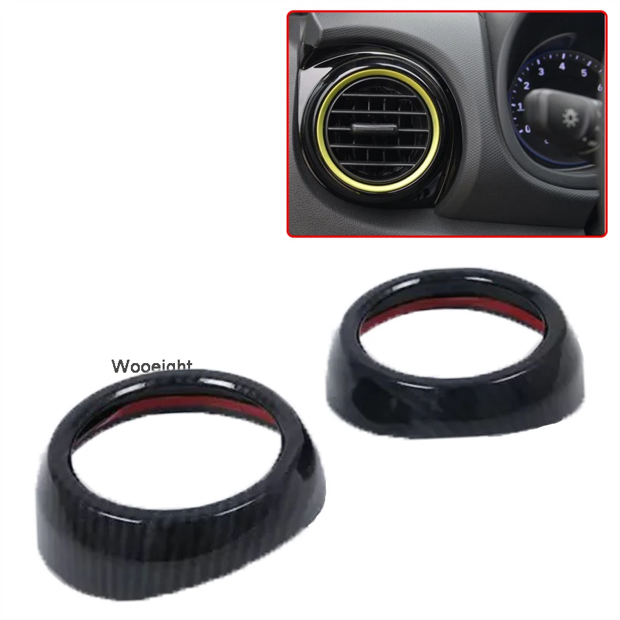 

2Pcs For Hyundai Kona Encino 2018 Carbon Fiber Front Air Conditioner Vent Outlet Cover Car Interior Decals Moulding Trim