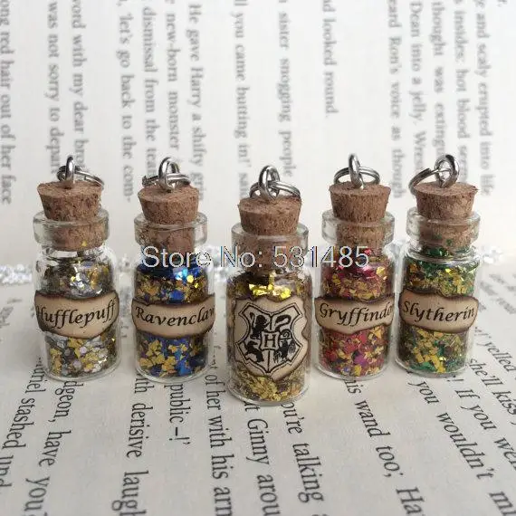 

12pcs/lot Hogwarts Houses Bottle Necklace Pendant inspired by HP