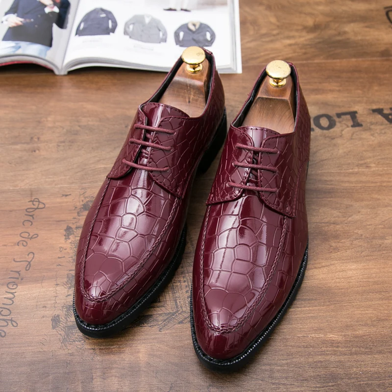 snake skin patent leather formal luxury italian brand glossy dress party cool designer male footwear brogue oxford shoes for men (27)