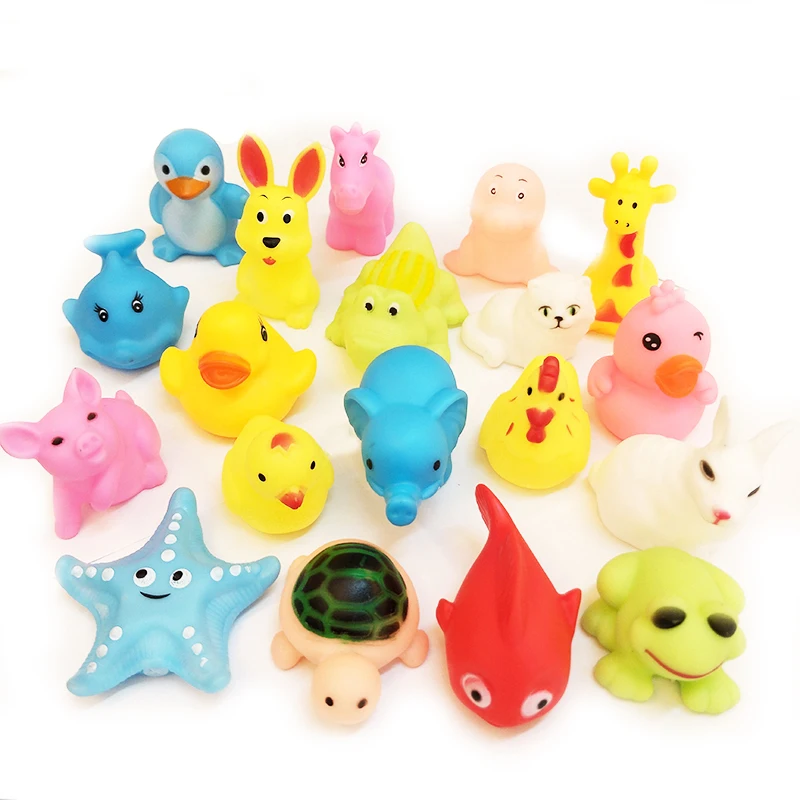 

Lovely Bath Toy Mixed Animals Swimming Water Colorful Soft Squeeze Sound Squeaky Early Education Bathing Toy Gift For Baby Kids