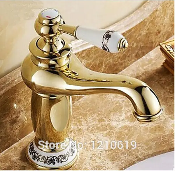 

Newly US Free Shipping Luxury Golden Polish Bathroom Basin Faucet Sink Mixer Tap Single Ceramic Handle Single Hole Deck Mounted