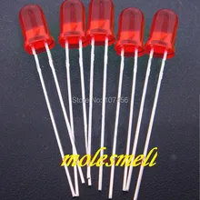 100 шт 5 мм красный ультра яркий рассеянный светодиодный светильник 5 мм СВЕТОДИОД 5 мм красный объектив круглый светодиодный