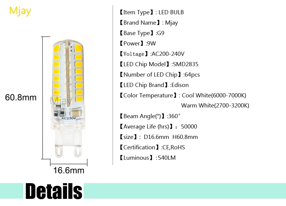 15x шт Мини G9 Светодиодные лампы Светодиодные G9 220 В 5 Вт 9 Вт 32 шт. 64 шт. SMD 2835 силиконовые тела теплый белый свет заменить галогенные лампы