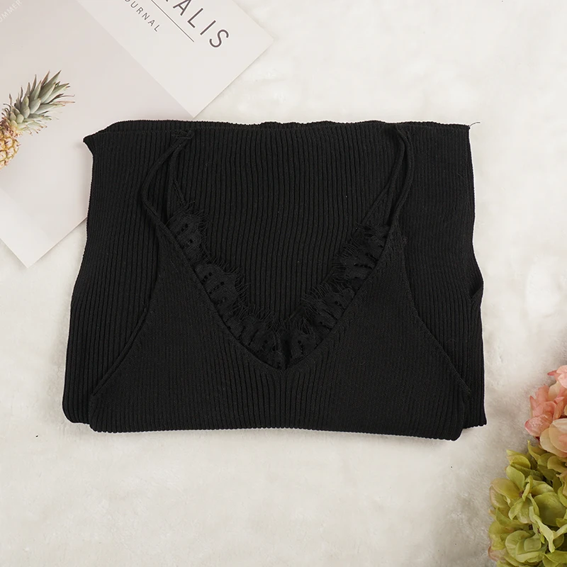 New Women Spaghetti Strap Dresses Split V-Neck Lace Patchwork Knitted Dress Ladies Sleeveless Bodycon Tank Dress Vestidos P022 vintage clothing stores