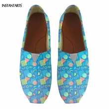 INSTANTARTS модные геометрические текстуры узор Женская летняя обувь без шнуровки хлопковая дышащая с квадратным носком на плоской подошв