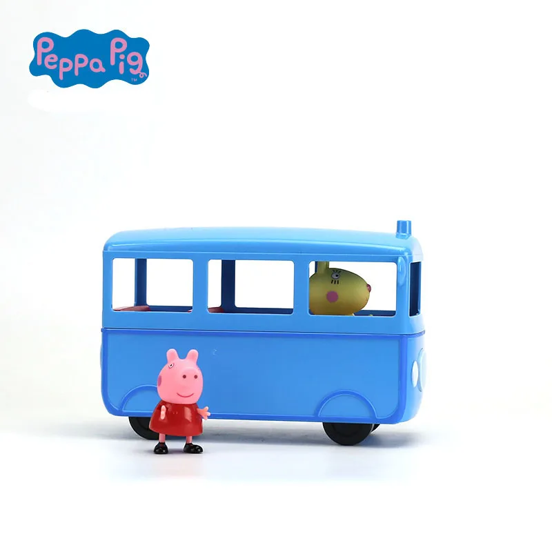 2018 Genuine PEPPA PIG school bus with figure peppa & Miss Rabbit Children