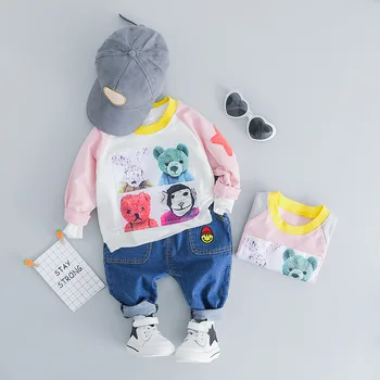 

Toddler Baby Boys Girls Clothes Sets Autumn Cartoon Bear T Shirt Jeans Infant Clothing Suit Kids Child Costume Bebe Boys Sets