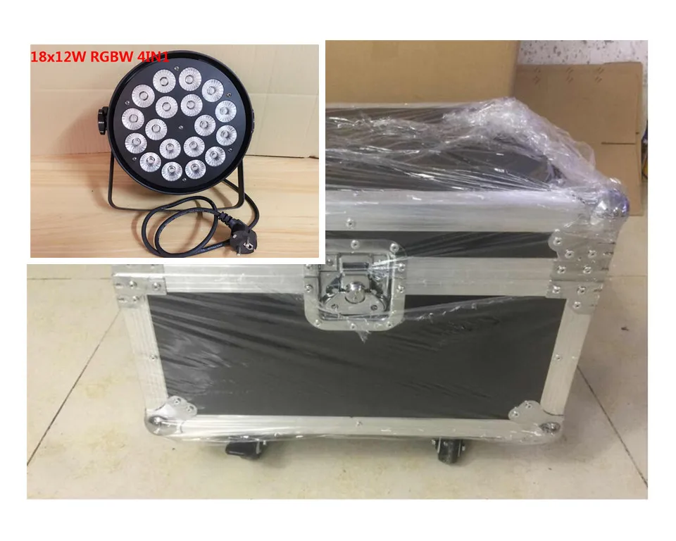 

4pcs18x12W + Flight case luce par del led RGBW 4in1 Led Par Luce DMX Stage Lights