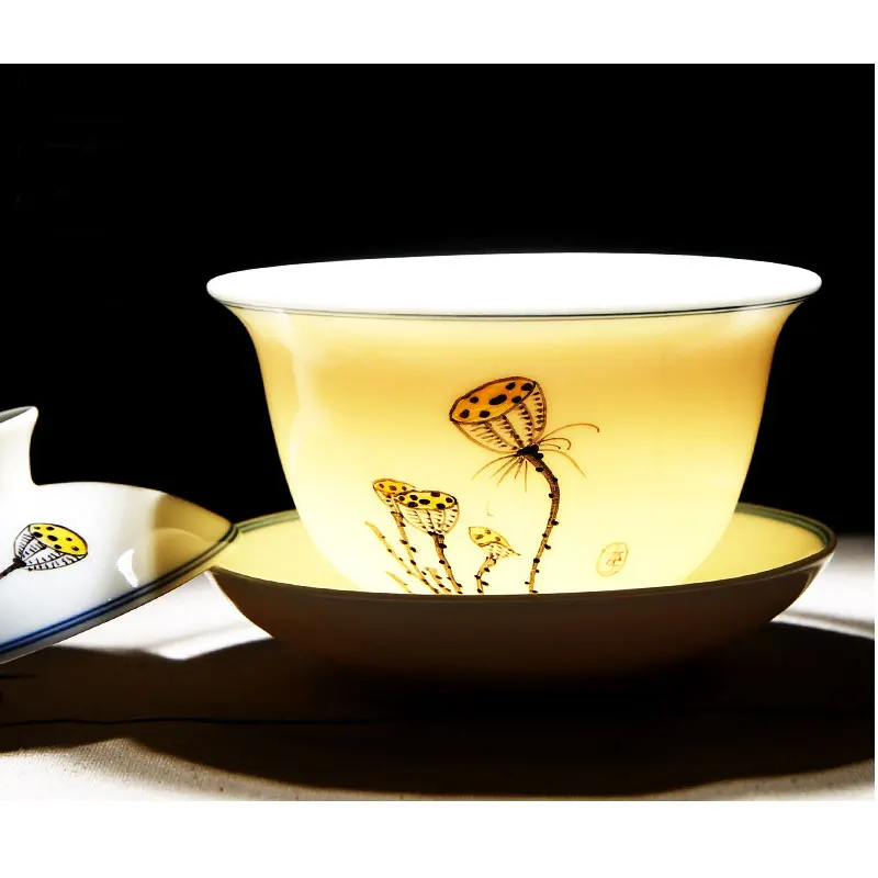 XMT-HOME чайная супница Цзиндэчжэнь gaiwan ручная роспись чайная чаша для молочного Улун Да Хун Пао чай Tie Guan Yin gongfu Чай, гайвань 1 шт