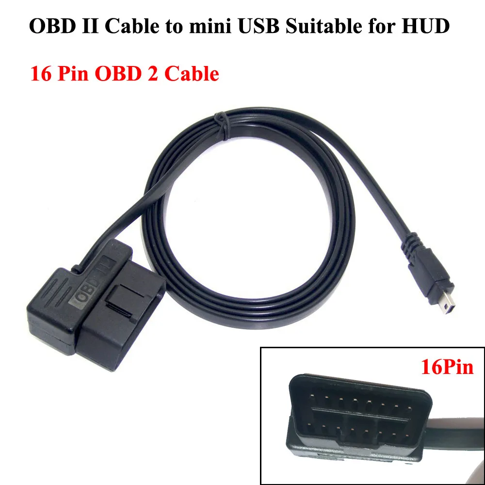 Лучший провод OBDII мини USB кабельная лапша 16Pin 16Core для HUD OBD 16 Pin Подходит для ActiSafety ASH-4C/4C-/ASH-4E Head Up Disp