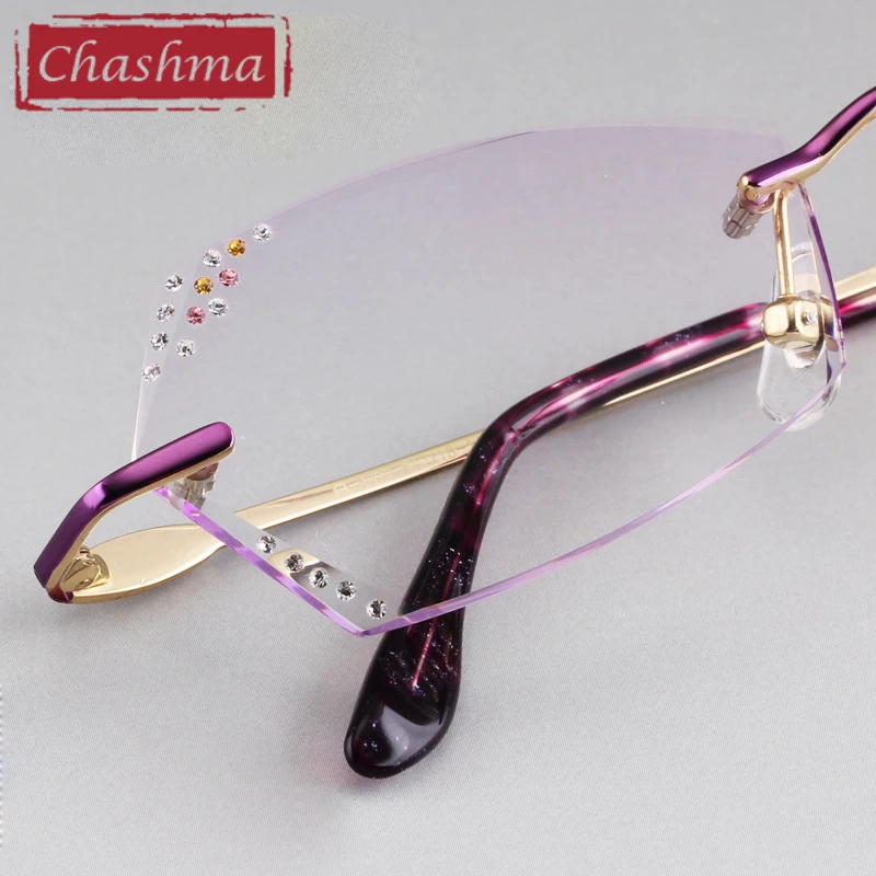 

Chashma Glasses Diopter Women Eyeglass Frame Rimless Eye Glasses kacamata Titanium ringan wanita oculos de grau feminino armacao