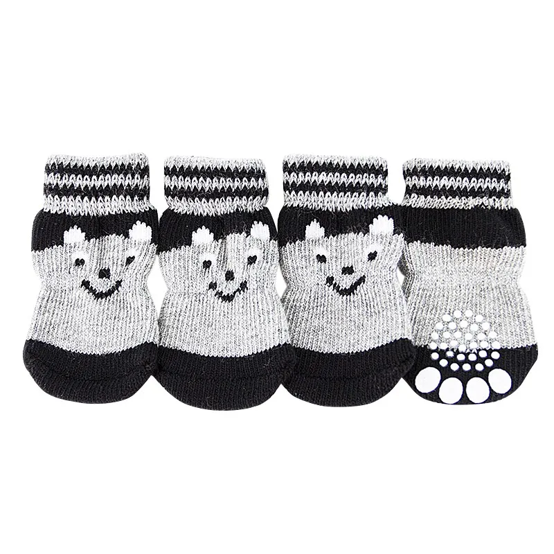 Милые носки для домашних питомцев щенков теплые мягкие носки 4 шт./компл. зимние парусиновые ботинки маленькие носки для собак - Цвет: Серый
