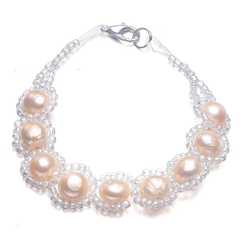 

Wholesale Fashion White Pink Real Natural Freshwater Pearl Charm Bracelets & Bangles For Women Vintage Pearl Jewelry Gift