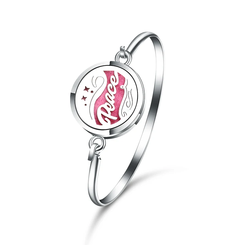 

2019 New Aroma Diffuser Peace Charm Bracelet Stainless Steel Aromatherapy Essential Oil Diffuser Perfume Locket Bracelet Jewelry