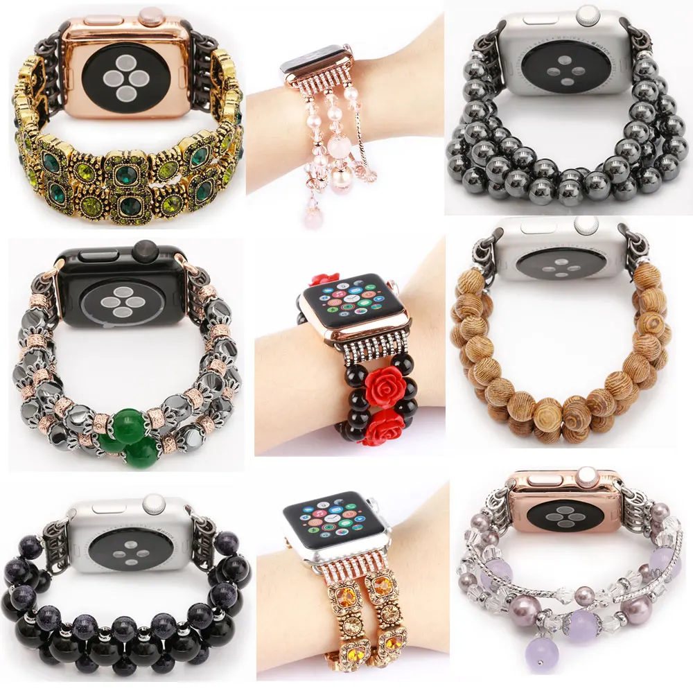 Luxury Agate Design Cord Strap Agate Band for Apple Watch Band Series 3/2/1 With Connection Adapter Woman Fashion Style Luxury Agate Design Cord Strap Agate Band for Apple Watch Band Series 3/2/1 With Connection Adapter Woman Fashion Style