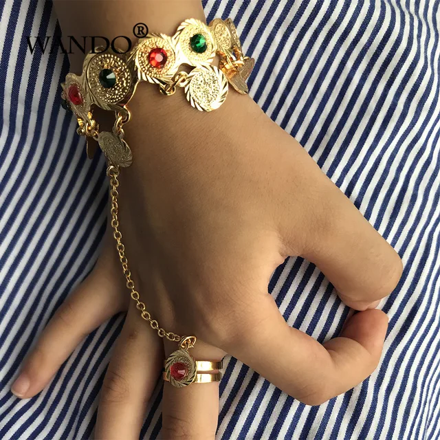 Wando Baby Kids Child Coin Bangle Bracelet Muslim Arab Wando Baby Kids Child Coin Bangle Bracelet Muslim Arab Money Gold Middle Eastern Africa Jewelry Gift Wb115