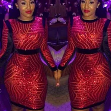 2016 New Rose Gold Sequin Bandage Dress Sexy Long Sleeve Office Patchwork Pencil Midi Dress Sexy Club Night Bodycon Dresses