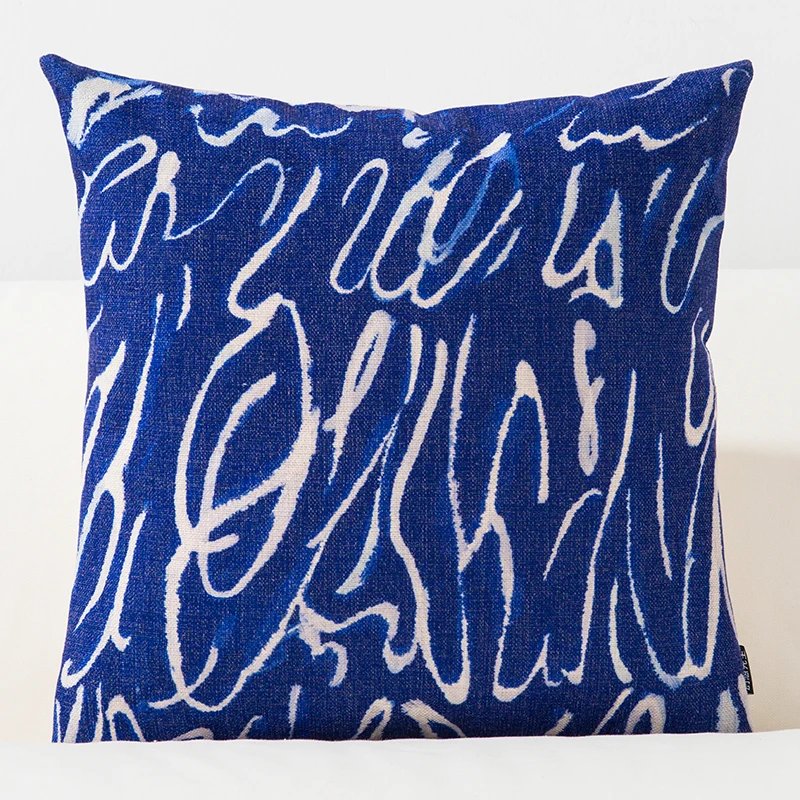 Средиземноморская синяя наволочка домашние декоративные подушки простой геометрический льняной чехол для подушки диван подушка на стул