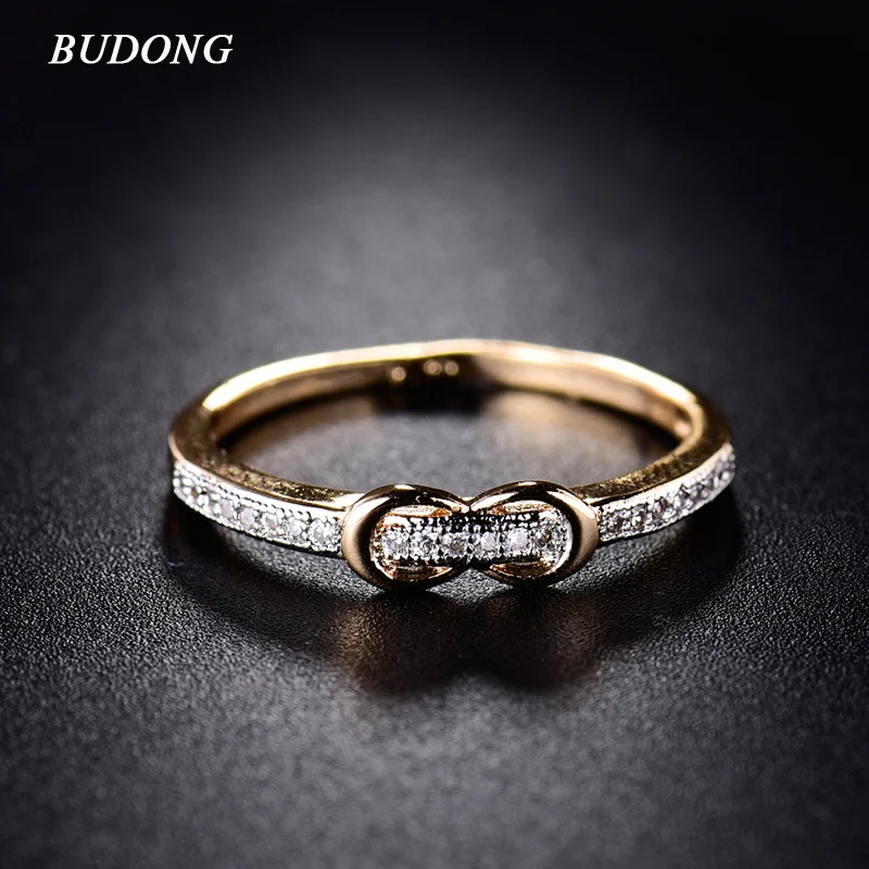 

BUDONG Rings for Women Valentine Present 2017 Fashion Belt Shaped Gold-Color Finger Ring Crystal CZ Zirconia Jewelry xuR256