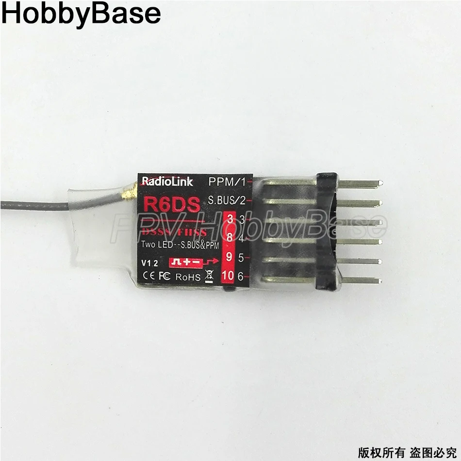 

Original RadioLink R6DS 2.4G 6CH DSSS & FHSS RC Receiver for RadioLink AT9 AT9S AT10 Transmitter Support SBUS PPM PWM