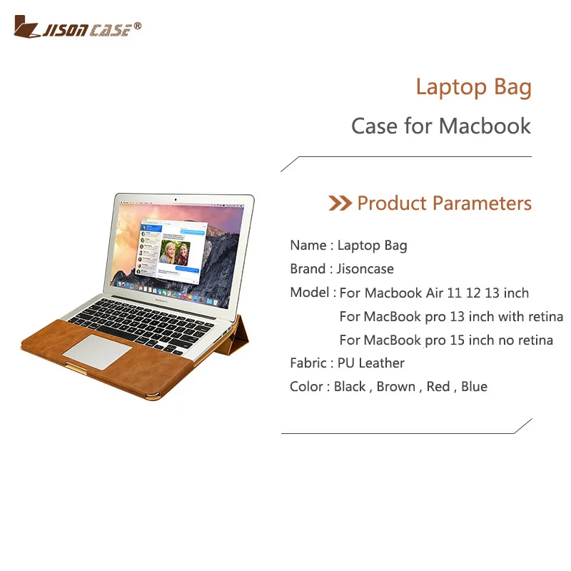 Jisoncase кожаный чехол подставка для MacBook Air Pro Retina 11 12 13 15 дюймов Чехол книжка с