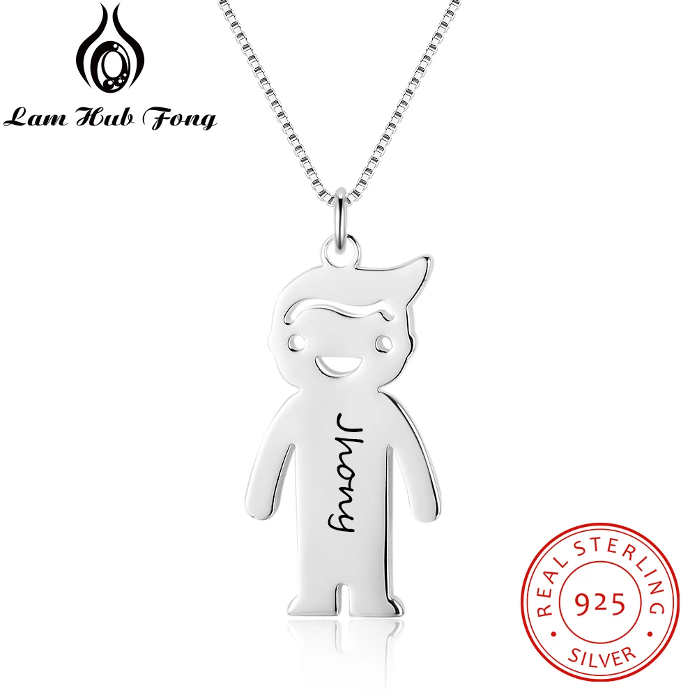 

925 Sterling Silver Necklaces Little Boy Pendants DIY Engrave Name Necklaces Little Boy's Birthday AnniversaryGift(Lam Hub Fong)