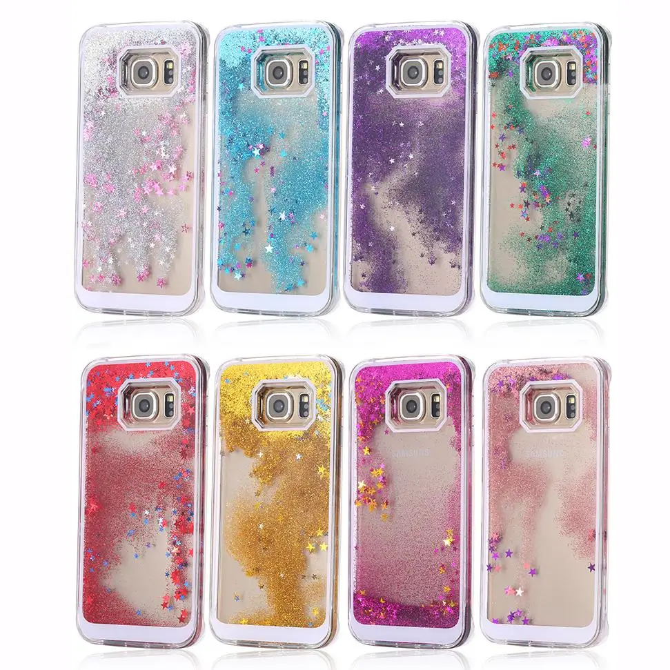 

Dynamic Liquid Quicksand Hard Case For Samsung Note 2 Note 3 Note 4 Note 5 Glitter Stars Cover Back Cover fashion ultra thin