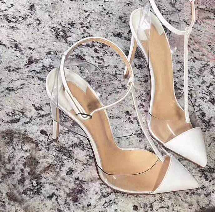 

2019 Sexy PVC Jelly Sandals Crystal Leopard Open Toed High Heels Women Transparent Heel Sandals Slippers Discount Pumps