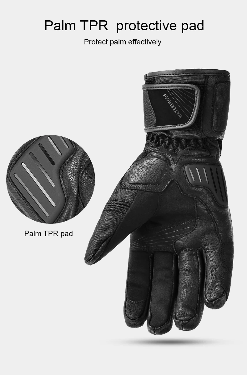 INBIKE Waterproof Winter Motorcycle Gloves Thermal Fleece Touchscreen with TPR Palm Pad Cushioning Hard Knuckle White Medium