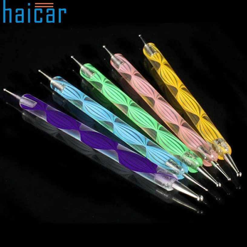  Haicar Good Quality 5PCS Multi Coloured Double Ended Nail Art Dotting Pen Tools