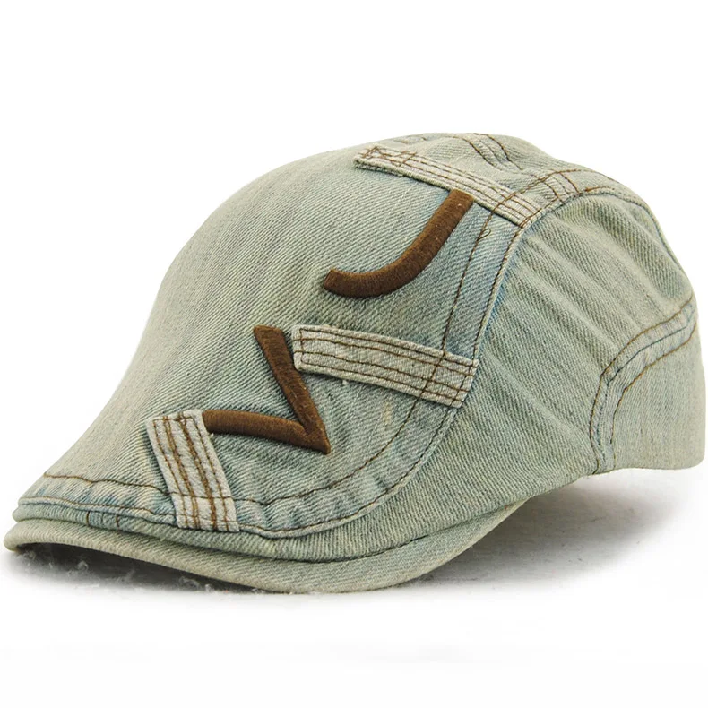 new women Cowboy Hats Breathable Bone Brim Hats denim Women's Men's denim Flat cap Herringbone Visors