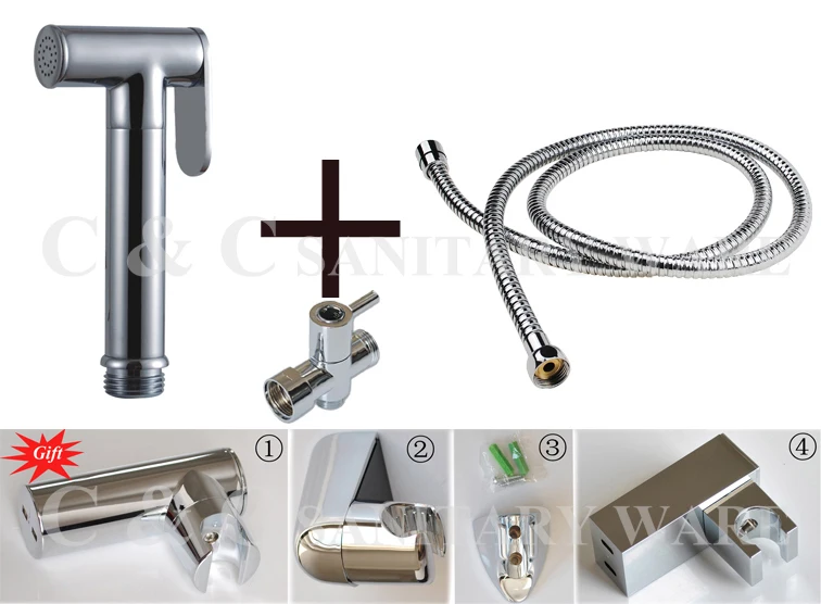 G1/2, G7/8, G3/4, M18X1.5L Optional Brass T-adapter+ Hand Held Bidet Toilet Shattaf Kit Sprayer &Wall Holder+ hose A2012ST G1/2, G7/8, G3/4, M18X1.5L Optional Brass T-adapter+ Hand Held Bidet Toilet Shattaf Kit Sprayer &Wall Holder+ hose A2012ST