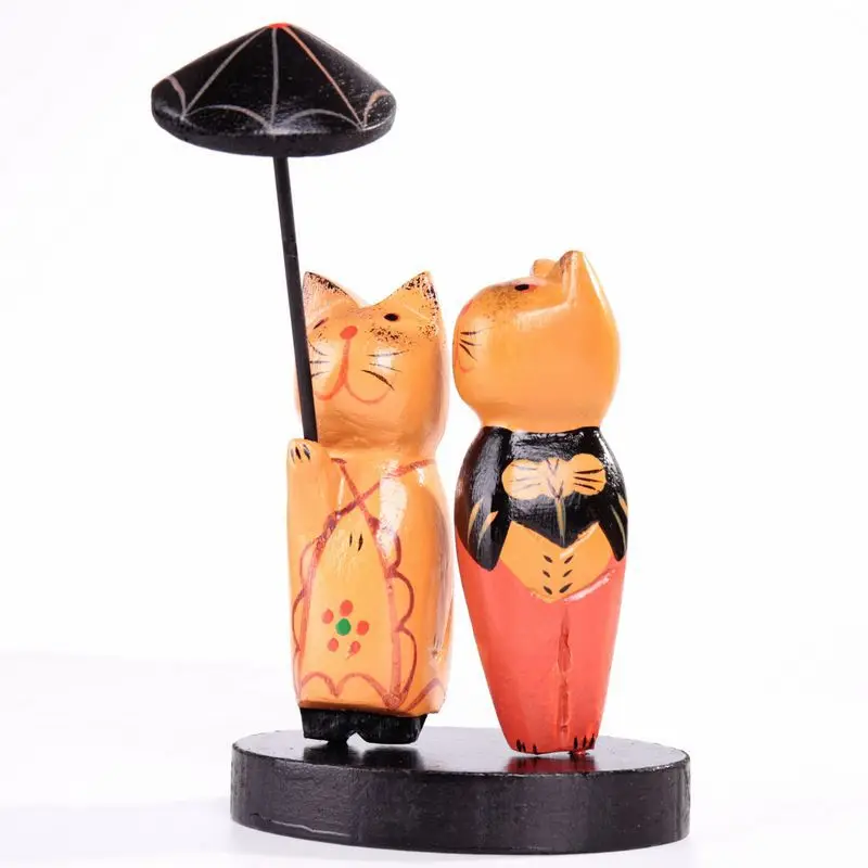 

Handwork Japan Wood Cat Love Furniture Figurines Home Decor Miniature Couples Lovers New Year Decor Miniatures Christmas Gift