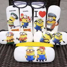 Кожаный Чехол для очков с миньонами из мультфильма «Гадкий я» для мальчиков и девочек, студенческий Чехол для очков, портативная коробка для очков с мультипликационным принтом, подарок на день рождения