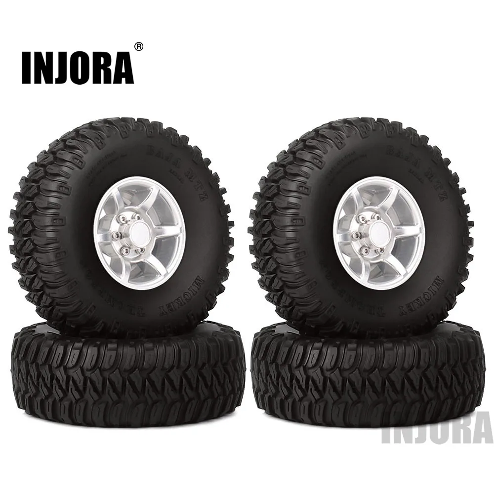 

INJORA 4PCS 1.55 Inch Beadlock Aluminum Rim & Wheel Tires 1.55'' Tyre for RC Crawler Car RC4WD D90 TF2 Tamiya CC01 LC70 LC80