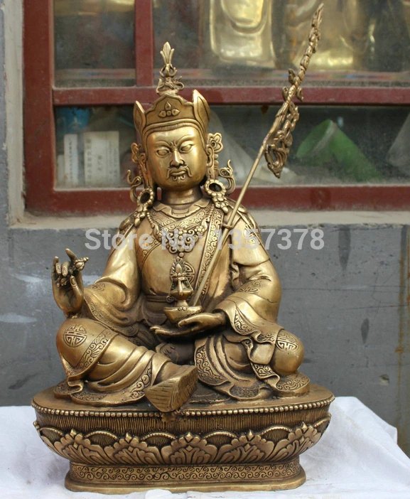 

shitou 00836 18.8'' Chinese Tibet Tibetan Buddhism Gilt Bronze statue Padmasambhava Buddha