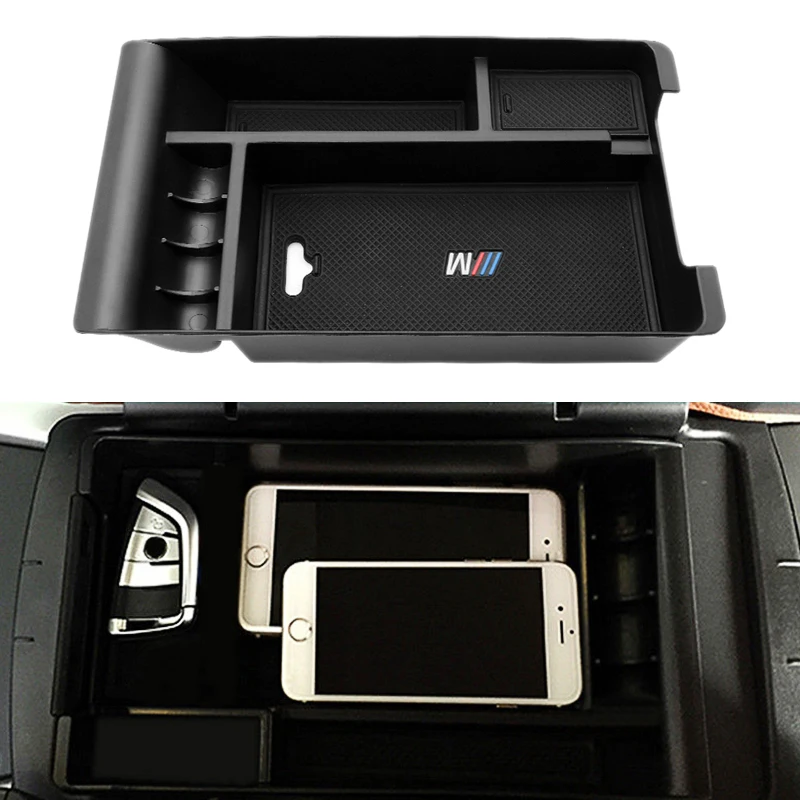 Car Interior Accessories Car Armrest Storage Holder Card Phone Coin Collector Case FOR BMW X5 F15 2014-2017 X6 F16 2015-2017