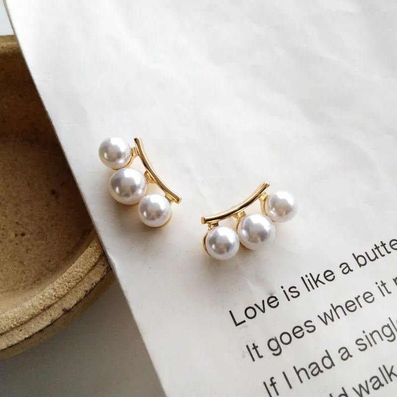 Fancy Jewelry Gold Plating With Pearls Stud Earring For Woman Earrings Girl Gifts Handmade Fine Jewelry 2019