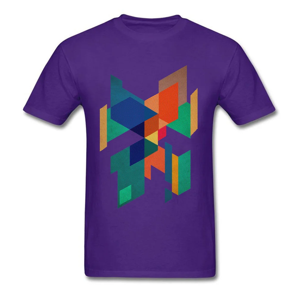 Dominant Men's Tops Tees Abstract Geometric Colors Composition Cool T Shirt Pure Cotton Short Sleeve Group T Shirt Crewneck Abstract Geometric Colors Composition purple