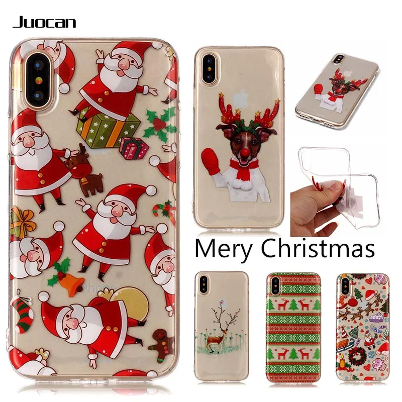 Juocan Happy Christmas Phone Case For Iphone X 10 Soft TPU Back Cover 8 6 |