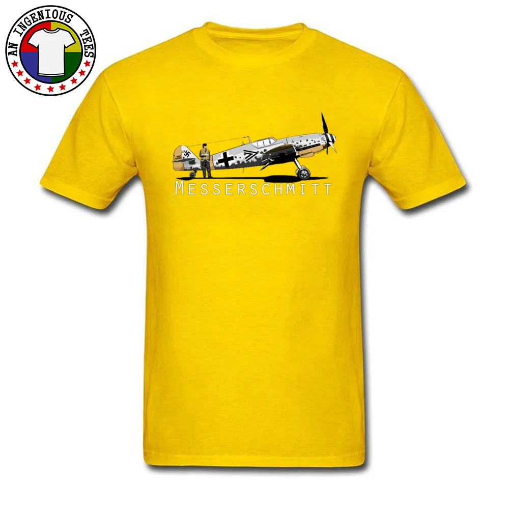 Cotton Boy Short Sleeve Messerschmitt BF109 T-shirts Printed On Tops T Shirt Funny Personalized O Neck Tee Shirt Messerschmitt BF109 yellow