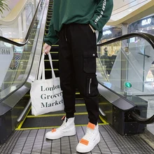 19 весенние и летние модные новые мужские комбинезоны, повседневные брендовые штаны-шаровары, свободные штаны большого размера с карманами