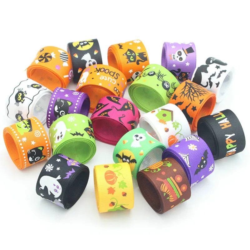 

High quality 1 Meters/lot 25mm Halloween Pattern Grosgrain Ribbons DIY Art Handmade Materials party decoration material ribbon